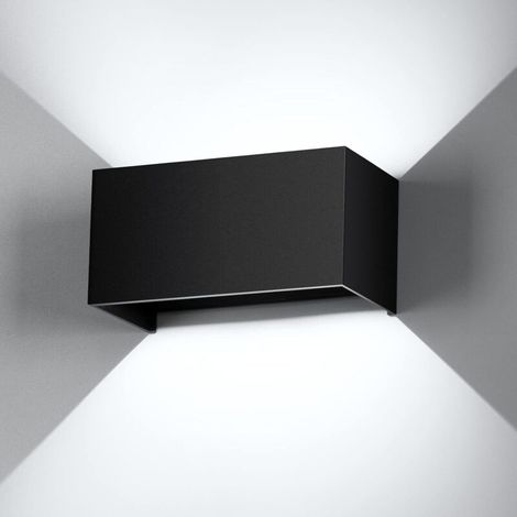 Applique Murale d'Intérieur Extérieur 24W - Blanc Froid 6000K, IP65 Étanche - Angle de Faisceau Haut Bas Réglable, Design Moderne,  Noir (1/5)