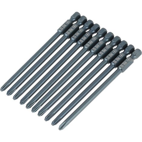 Puntas de destornillador PH2 – Juego de 10 piezas fabricadas en acero S2 de alta resistencia para taladros eléctricos, destornilladores manuales y neumáticos.