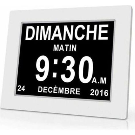 Horloge calendrier numérique One Piece 7 pouces avec date et heure, horloge Alzheimer pour parents, rappel de médicaments pour grands-parents et enfants - Blanc - 20414324mm (1/5)