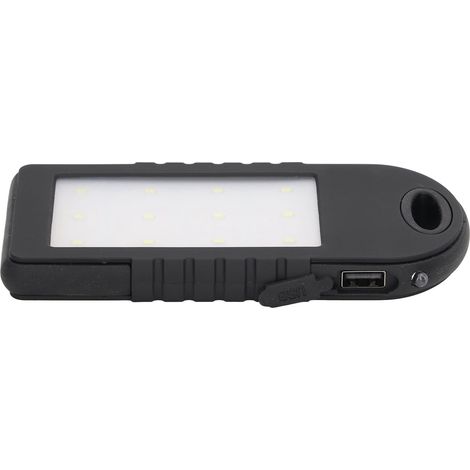 Power Bank Solaire 5000mAh avec Lampe Torche 12 LED pour Randonnée Camping Pêche - Noir