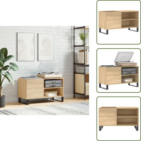Armoire à disques chêne sonoma 85x38x48 cm bois d'ingénierie - Meuble À Disques - Armoire À Vinyle - Rangement Disque Vinyle - Étagère Musique - Support Tourniquet (1/5)