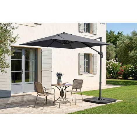 Ampelschirm 2,5 x 2,5 m NAVAGIO aus Aluminium - 360° drehbar und neigbar - Grau