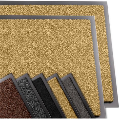 Lot de 2 Tapis de Porte Paillasson d'Entree Interieur et Extérieur Tapis Antidérapant et Anti-Poussière Tapis d’entrée Imperméable Lavable 60x90cm Beige (1/5)