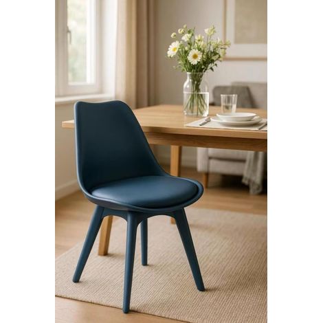 ORION91 Pack x6 - Silla BOREAL Asiento Acolchado Piel Sintética y Patas Color Azul Petróleo 48x43x82cm Comedor Oficina Salón Teletrabajo Cocina - SpazioLuzio