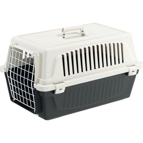 1 - Caisse De Transport - Panier Pour Chat Et Chien - Porte En Fer Plastifié Avec Clips De Sécurité - Pour Voyage En Voiture Ou Train - Noir - 37x58x32cm (1/5)