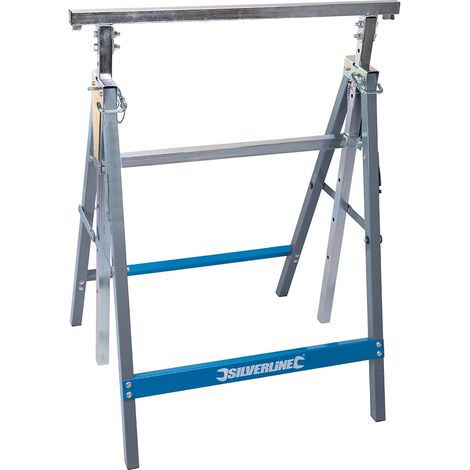 Tréteau réglable en acier – Charge maximale 200 kg – Hauteur ajustable de 790 à 1300 mm – Barres de support pliantes – Vorel (1/3)