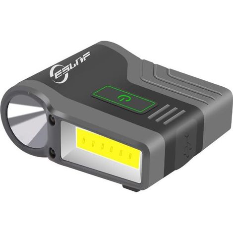 ESLNF Induction Cap Clip Light 300lm Détachable Alimenté par Batterie Rechargeable Phare Extérieur De Secours Phare, Le noir (1/5)
