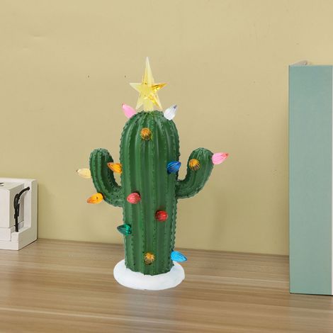 Lampe de Table Lumineuse Cactus Décorative - Lampe Chevet LED Verte avec Éléments Lumineux Résine (22x15x8cm) et 25 Ampoules Multicolores (1/5)