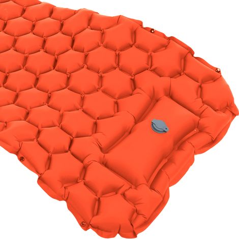 Matelas de camping gonflable avec repose-pieds, coussin gonflable pour tente, randonnée et voyage (Orange) (1/5)