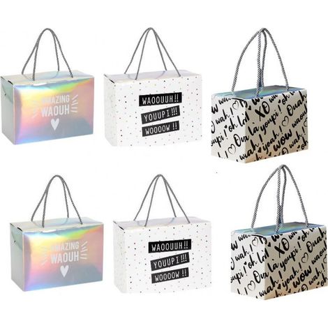 Lot de 6 boîtes cadeaux pliables - Multicolore - 20 x 27 x 13 cm - Livraison gratuite (1/5)