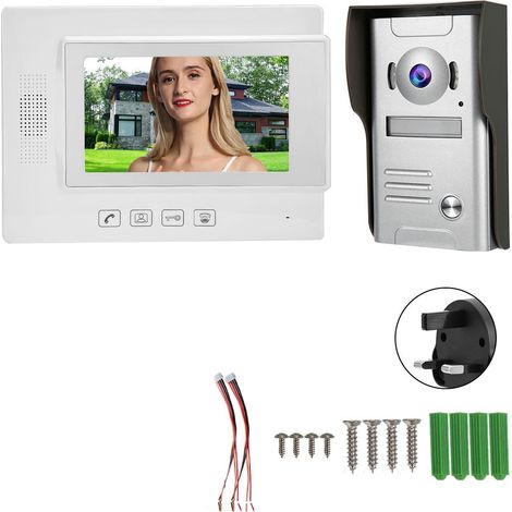 Kit visiophone filaire 7 pouces avec caméra interphone de porte sonnette, écran moniteur 110-240V (prise UK) (1/5)