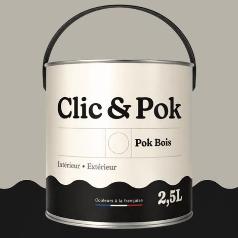 Peinture Bois Extérieur – POK BOIS - 2,5L - RAL 7044 - Gris soie- Résistante aux intempéries - Ne s'écaille pas