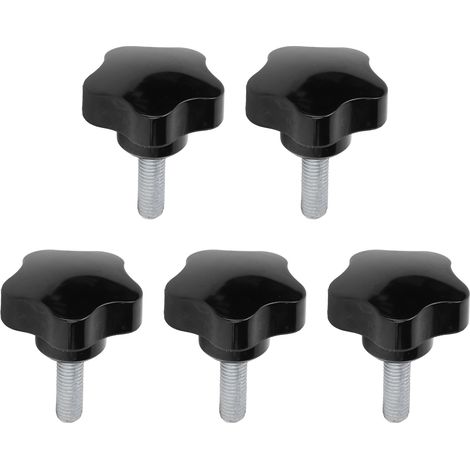 Poignée en étoile M10x50x30, lot de 5 vis à molette pour tour, écrou de verrouillage à cinq branches, poignée de serrage en plastique. (1/5)