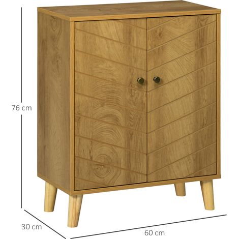 Meuble multifonctionnel en bois de style vintage avec 2 étagères intérieures, 60 x 30 x 76 cm (1/5)