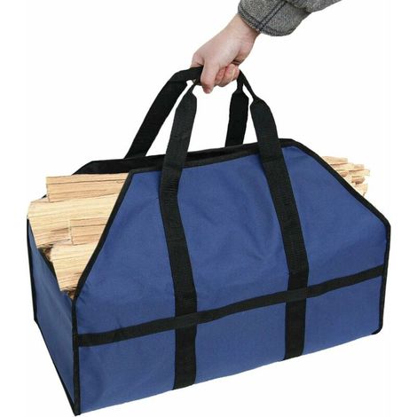 Sac à bois pour cheminée, sac à bûches de chauffage, support accessoire pour poêle à bois, bleu (1/5)