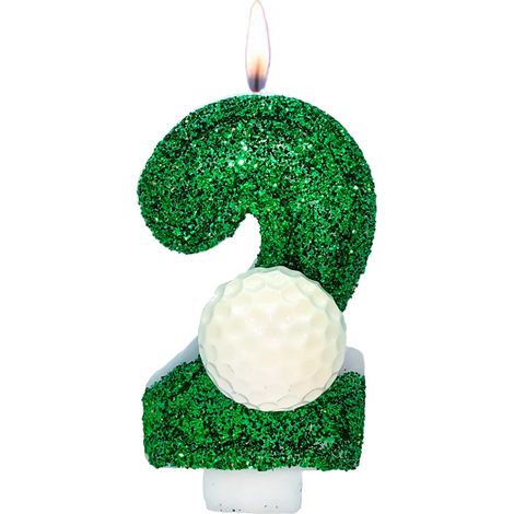 Bougie d'anniversaire en forme de chiffre - Décoration de gâteau 3D - Pour fête d'anniversaire, mariage, fête de golf, anniversaire de mariage (numéro de golf, numéro 2) (1/5)
