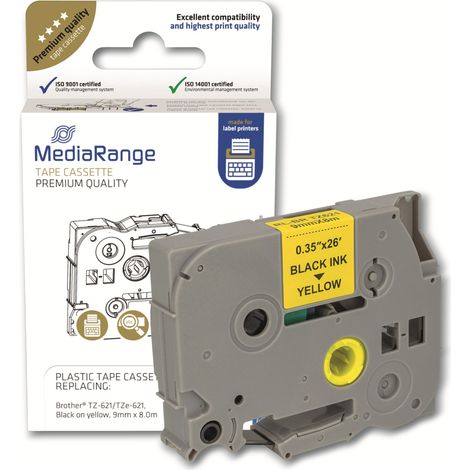 Cassette de ruban MEDIARANGE MRBTZ621, remplace Brother TZ-621/TZe-621