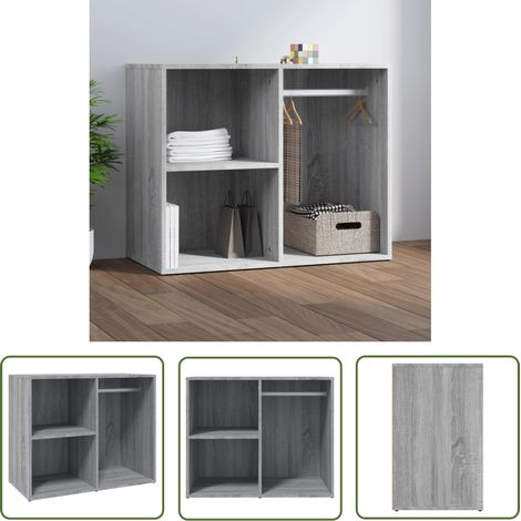 The Living Store Armoire de dressing Sonoma gris 80x40x65 cm Bois d'ingénierie - Armoire De Dressing - Meuble Rangement - Commode - Placard - Espace Rangement (1/5)