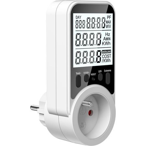 Stromzähler zum Einstecken, Stromzähler mit 11 Überwachungsmodi, maximaler Stromverbrauch 3680 W, maximaler Stromverbrauch 16 A mit Überlastschutz, hintergrundbeleuchtetes LCD-Display für Zuhause und (1/5)