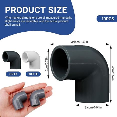 10 Stück 20 mm 90°-Winkel-Schiebekupplungen aus PVC, verschiebbare rechtwinklige Verbindungsstücke aus robustem Kunststoff, Richtungsänderung, Gartenschlauchanschluss (1/5)