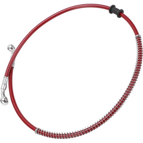 Flexible 90cm/35.4in Ligne de Frein Moto Rouge, Tuyau en Acier et PVC, Accessoire Universel Portable pour Motocyclette (1/5)