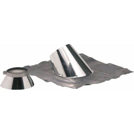 TEN – Solin de toit plomb pour pente 30°-45° Ø153-200 – Collet inox pour étanchéité – Conduit double paroi (1/2)