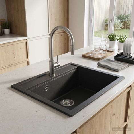 vidaXL Lavello cucina una vasca Granito 49 x 51 x 30,5 cm Grafite