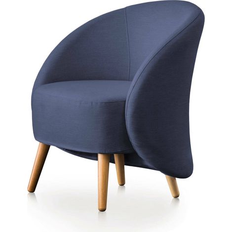 Talamo Italia Chaise longue Annarella, Fauteuil design pour le salon, 100% Made in Italy, Fauteuil relax en tissu rembourré, Cm 70x60h80, Bleu, avec emballage renforcé