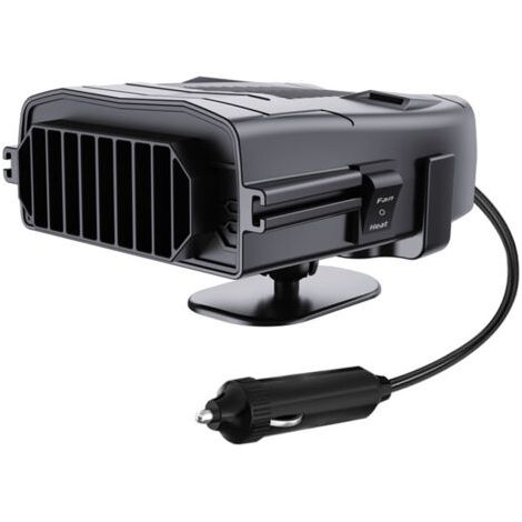 Riscaldatore Auto 12V 360° Rotazione - Doppio Uso (Riscaldamento e Sbrinamento) - Modello da Cruscotto - Compattono ed Efficace (Nero)