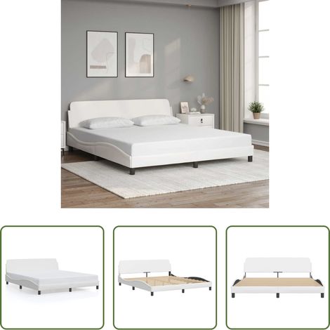 Cadre de lit -  Cadre de lit Dover blanc 180x200 cm similicuir (1/5)