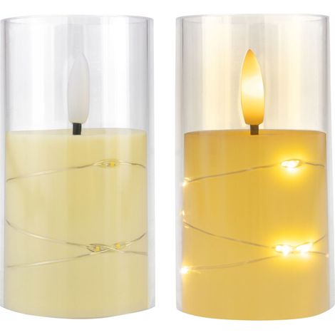 Candela a LED con filo decorativo, 9 diodi, fiamma tremolante, VERGIONIC