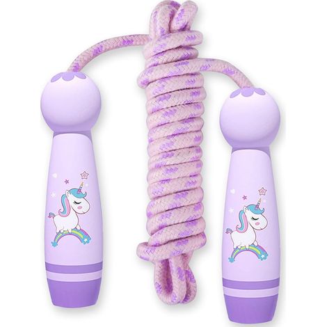 Kids Skipping Rope with Cartoon Wooden Handle, 2.6m Adjustable Skipping Rope, Speed Jump Rope with Foam Handle, Skipping Rope Speed Rope, Skipping Rope (1/5)