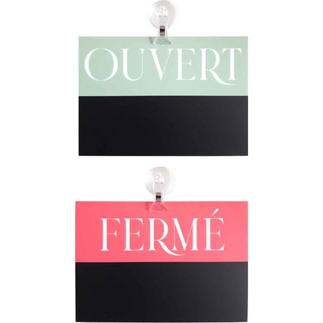 Panneau ardoise "Ouvert - Fermé" en PVC format A5 avec fixation ventouse (1/3)