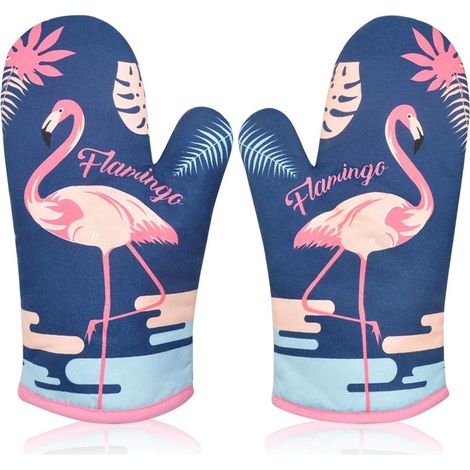 1 Paire Gants Cuisine Flamingo Bleu Isolants Manique Four (1/5)