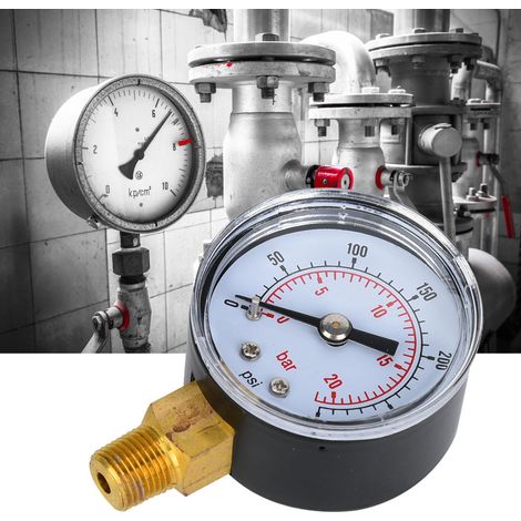 Mechanisches Manometer mit 1/8"-BSPT-Anschluss an der Unterseite für Luft, Öl und Wasser (0-300 psi 0-20 bar) (1/5)