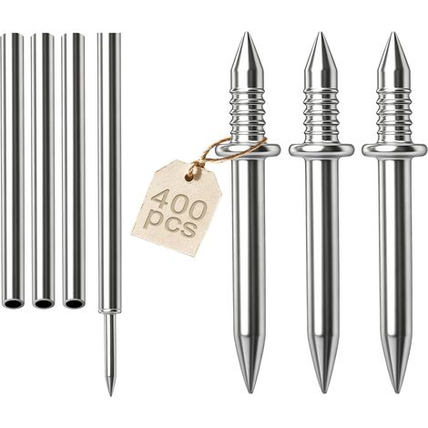 400 Pièces Clous à Double Tête pour Plinthes, Clous Sans Couture à Double Tête Invisibles, Vis de Sécurité Sans Trace pour Meubles en Bois, Décoration Maison, avec 4 Outils de Douille (1/5)