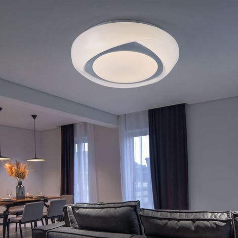 Deckenleuchte LED Deckenlampe rund weiß Schlafzimmerleuchte in weiß, Metall Acryl, 1x LED 15W 1040lm 3000K warmweiß, DxH 35x9,5 cm