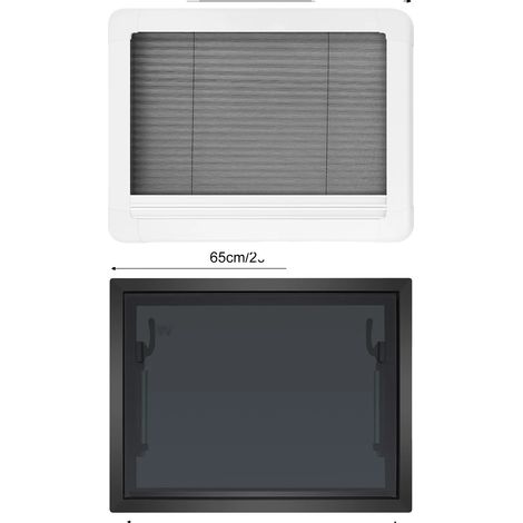 Ventana de apertura por presión para autocaravanas, construcción duradera, flujo de aire mejorado, color blanco y negro. (1/2)