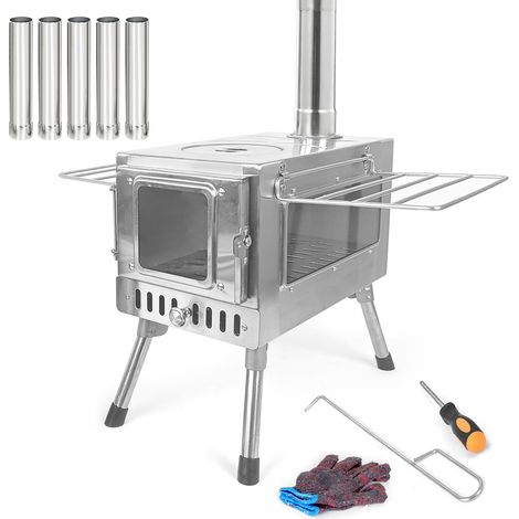 Poêle à bois de Camping en plein air, tente pliable en acier inoxydable, bois (1/5)