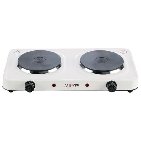 Muvip fornello elettrico con 2 piastre 2000w - 5 livelli di potenza - termostato con sistema di sicurezza