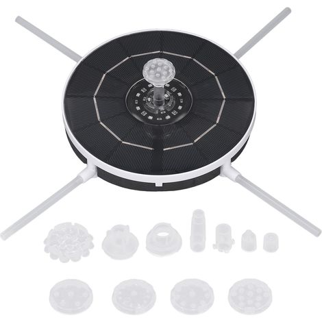 Fontaine à oiseaux solaire avec surveillance des niveaux d'eau, batterie 2200mAh, pompe flottante pour bassin ou jardin (1/5)