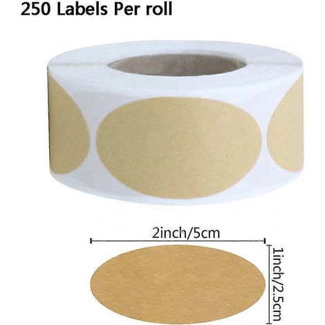100 étiquettes ovales vierges en papier kraft à faire soi-même, autocollantes pour la pâtisserie, étiquettes cadeaux décoratives pour pots de confiture (rouleau de 100 pièces). (1/5)
