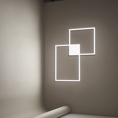 Plafoniera Moderna Cross Alluminio Bianco Opaco Led 64W Dimmerabile Ip20 (1/2)