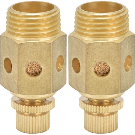 2 Stück verstellbarer Luftauslassschalldämpfer aus Messing, 1/2 Zoll pneumatischer Geräuschdämpfer PSC-04 (1/5)