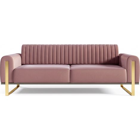 Selsey Parissa - Schlafsofa, Samt Rosa goldene Füße, 228 cm (1/5)