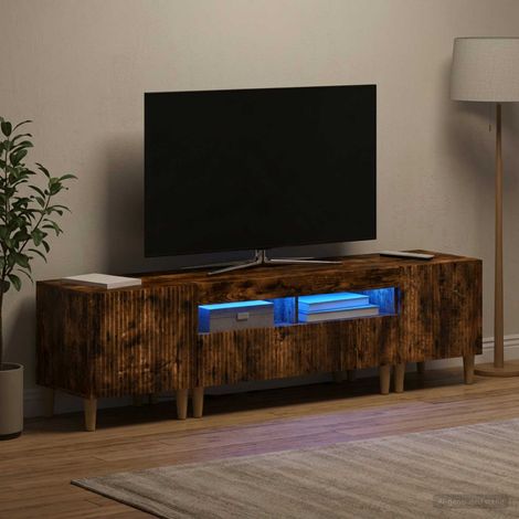 vidaXL 3 Piece LED TV Cabinet ARNHEM 3 pcs Smoked Oak Engineered Wood (1/5)