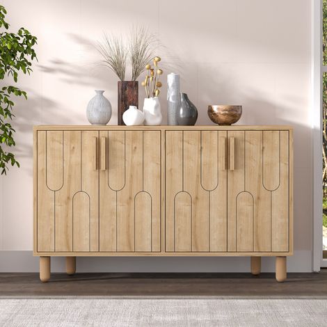 Credenza con 4 ante in look legno graphic design120x73cm VINCI