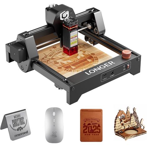 LONGER Ray5 mini Incisore Laser, Incisore Laser 2.5W ad alta velocità con Wi-Fi, Arresto di Emergenza, CNC per DIY e incisione su legno, metallo, acrilico e pelle, area di lavoro 140 × 130 mm (1/5)