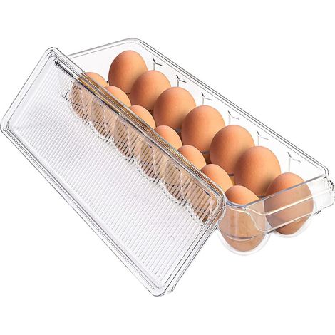 boite A Oeuf Rfrigrateur - Boite A Oeuf Avec 14 Espaces, Un Couvercle Et Une Poigne, Boite A Oeufs En Plastique, Range Oeuf, Barquette Alimentaire (1/5)