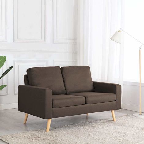 vidaXL Canapé à 2 places Marron Tissu (1/5)